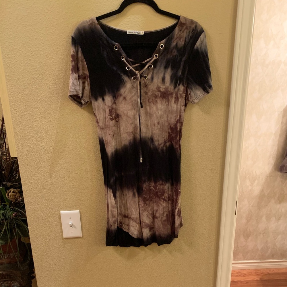 Black/ brown tie dye dress